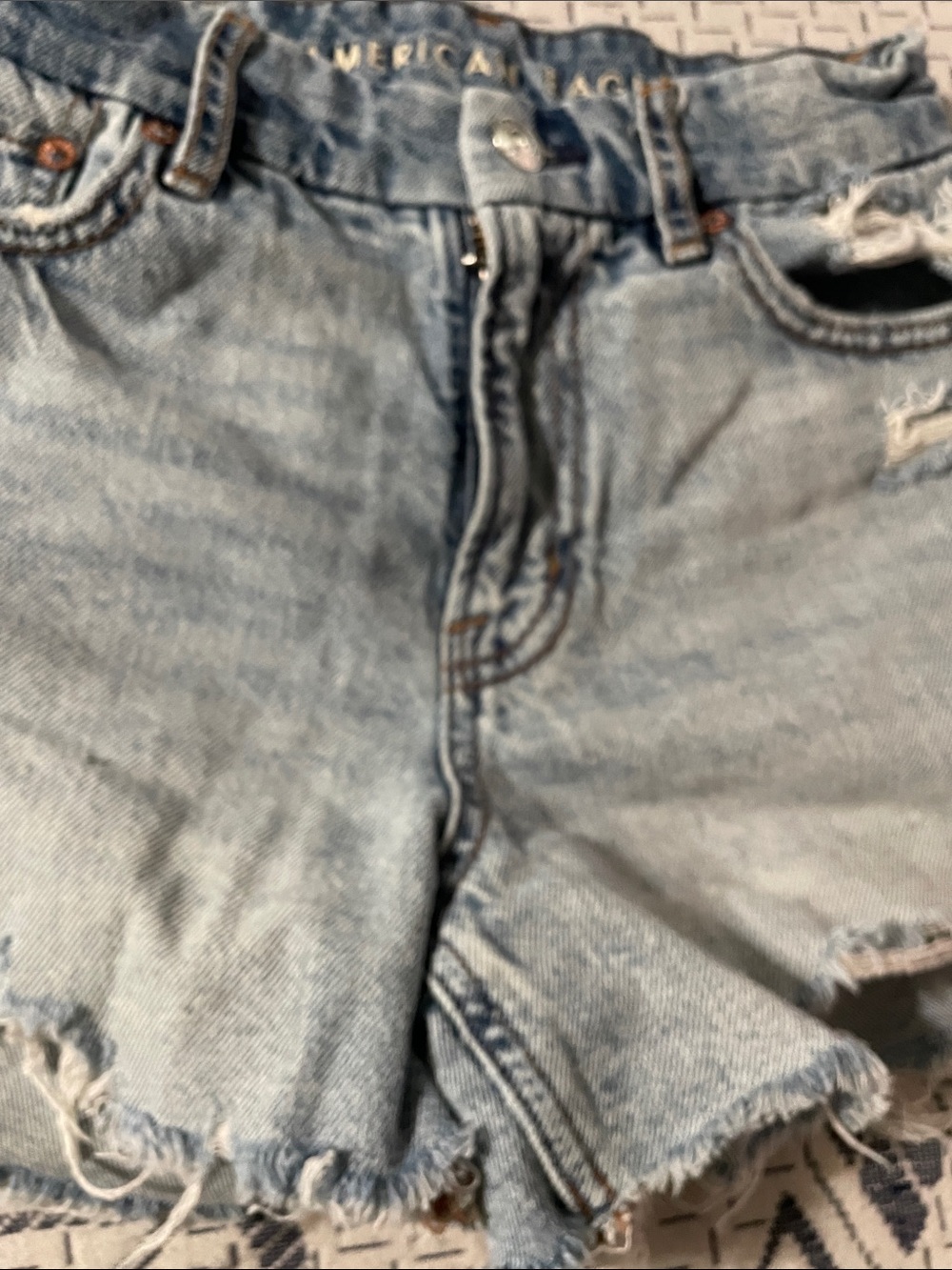 American Eagle Outfitters Light Blue Distressed Denim Shorts